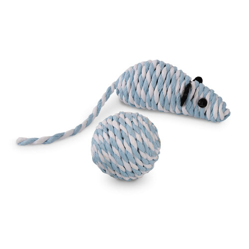 Rogz Yotz Paper Rope Mouse Ball blue/white 1 st.
