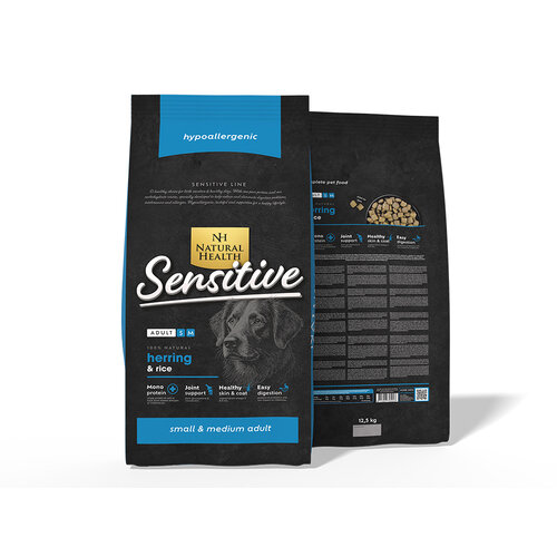 Natural Health Voer NH Dog Fish & Rice 12,5 kg.