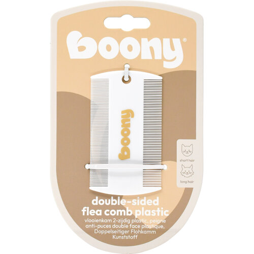Boony vlooienkam kat 2-zijdig plastic wit