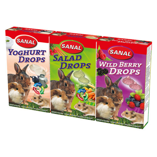 Sanal Sanal knaagdier 3 pak, yoghurt, salad, wild berry drops.