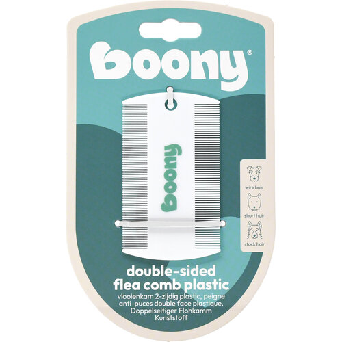 Boony vlooienkam hond 2-zijdig plastic wit