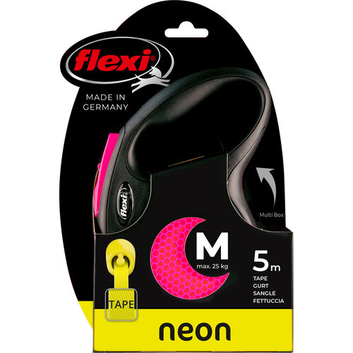 Flexi flexi rollijn NEW NEON tape M roze, 5 meter.