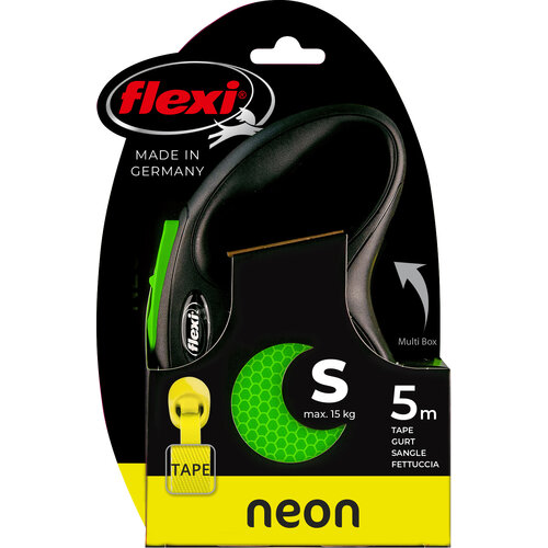 Flexi flexi rollijn NEW NEON tape S groen, 5 meter.