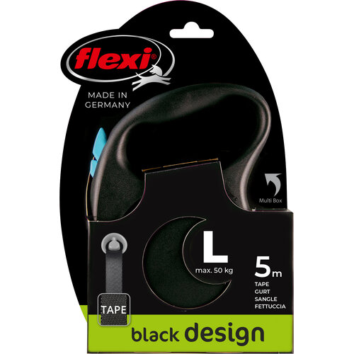 Flexi flexi rollijn BLACK DESIGN tape L blauw, 5 meter.