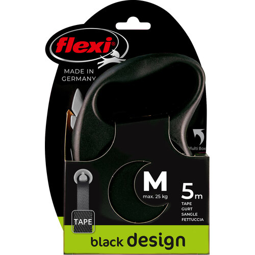Flexi flexi rollijn BLACK DESIGN tape M zwart, 5 meter.