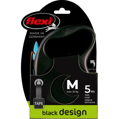 Flexi flexi rollijn BLACK DESIGN tape M blauw, 5 meter.