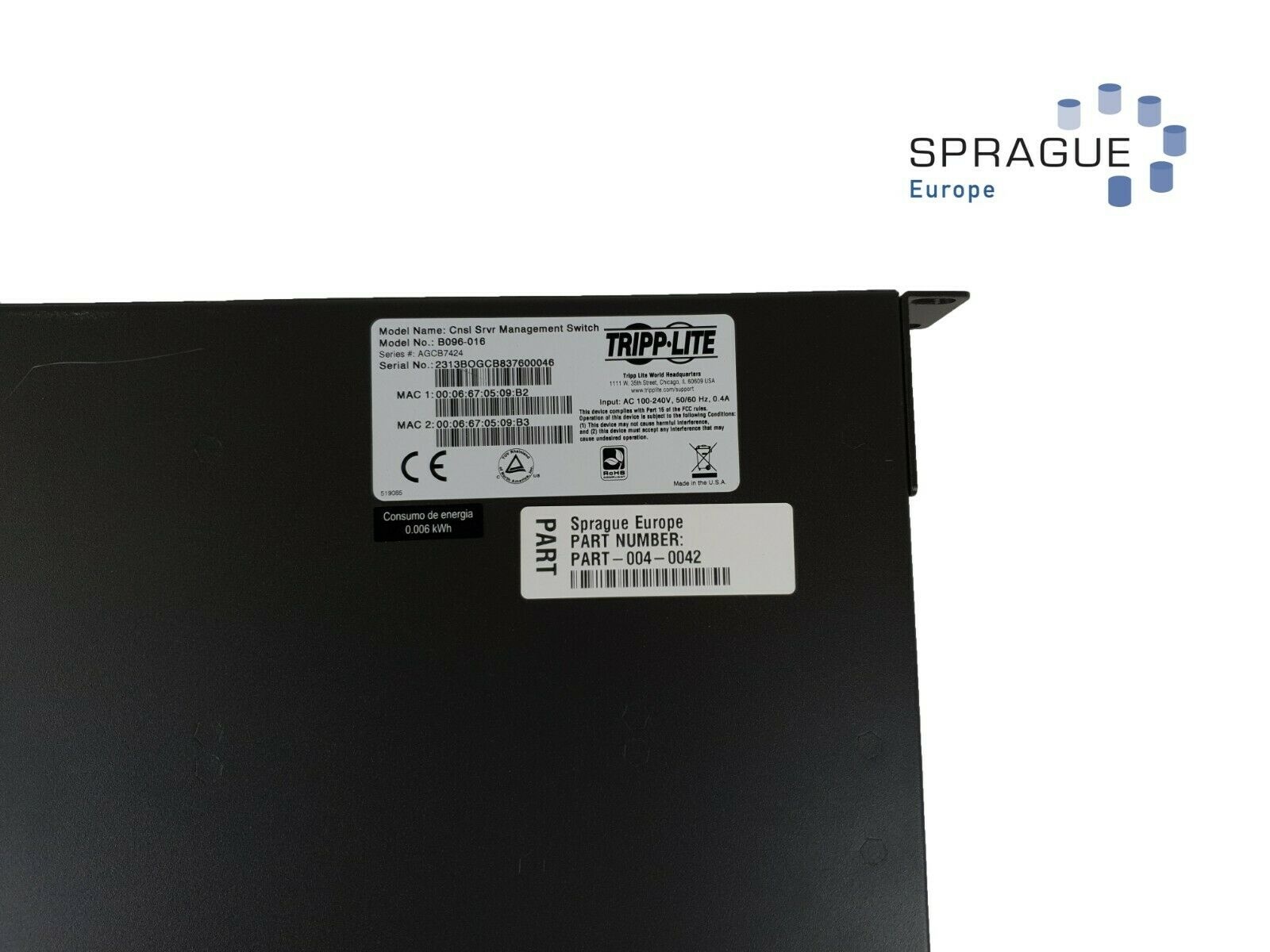 Dell Dell Tripp Lite Console Server Management Switch 16PRT RoHS // B096-016