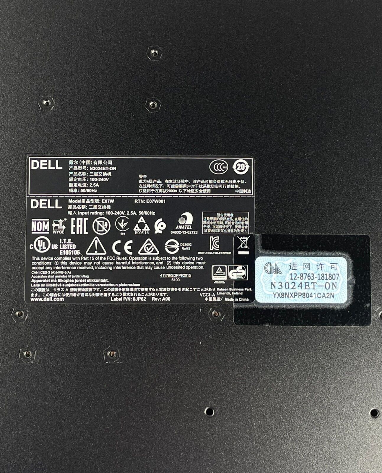 Dell Dell N3024ET-ON 24PRT Ethernet N-Series RoHS // 0DVH7N - DVH7N