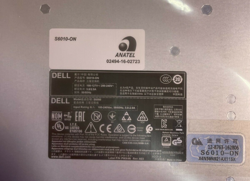 DELL S6010-ON 32PRT QSFP IO>PSU OS9 Dell RoHS // 0V5G6H - V5G6H