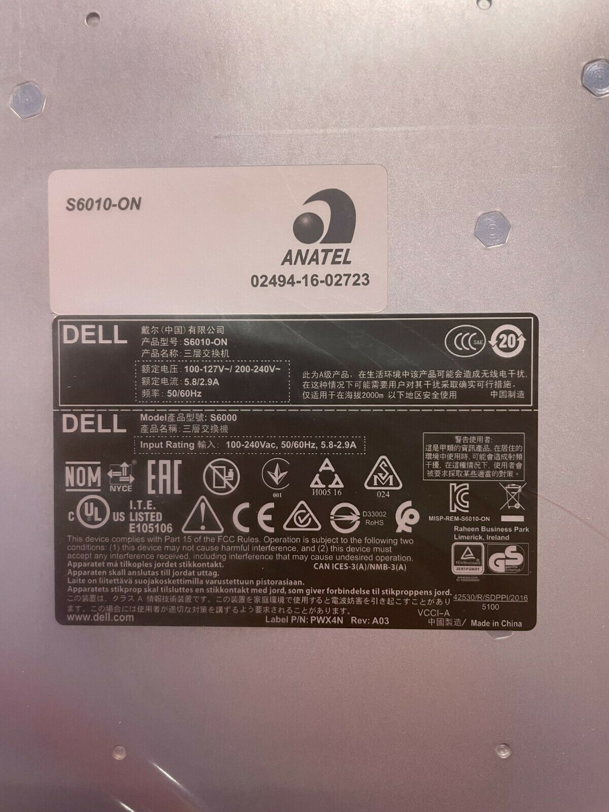 Dell Dell S6010-ON 32PRT QSFP PSU>IO NO-OS RoHS // 0T2N0Y - T2N0Y