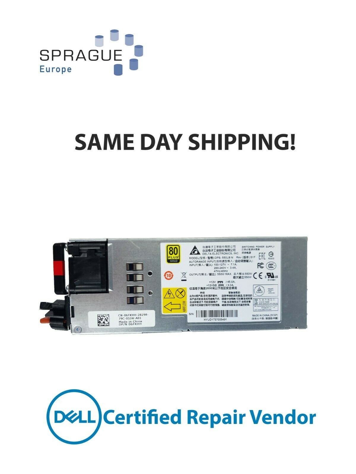 Dell Dell 550W S40/S41 PSU RoHS // 06FKHH - 6FKHH