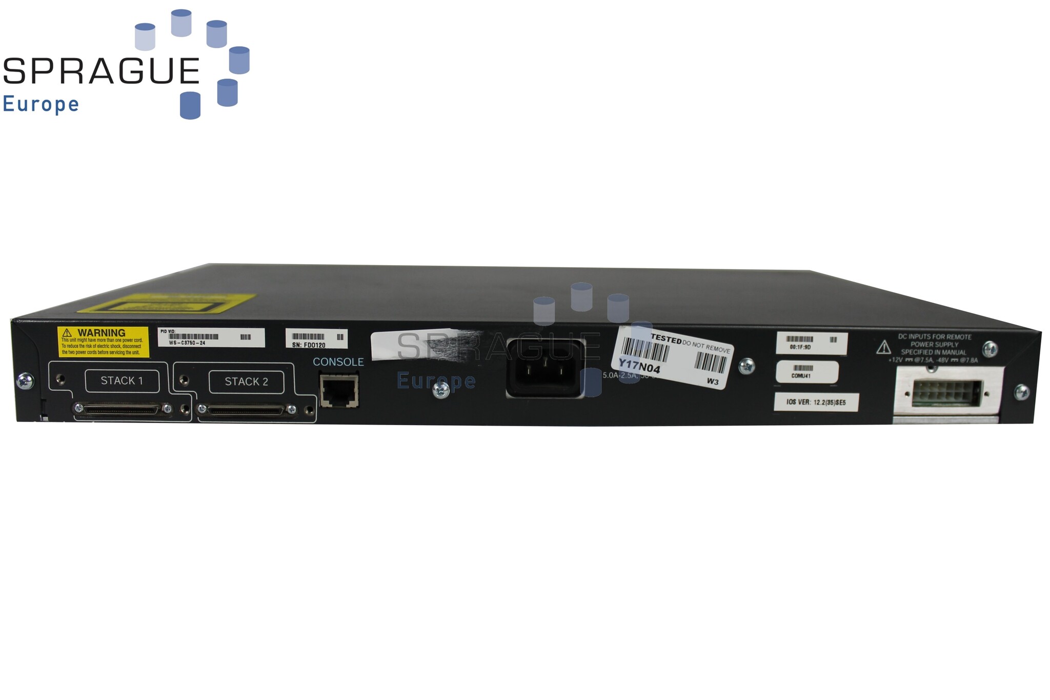 Cisco Cisco Catalyst 24PRT Ethernet RoHS // WS-C3750-24P-S