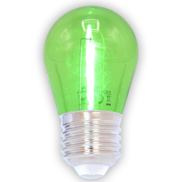 Lampadina LED a filamenti colorata, 1 watt, verde