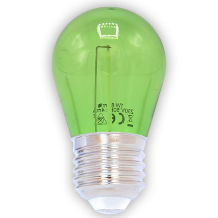 Lampadina LED a filamenti colorata, 1 watt, verde