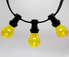 Lampadina LED colorata, 1 watt, giallo, rivestimento trasparente Ø60