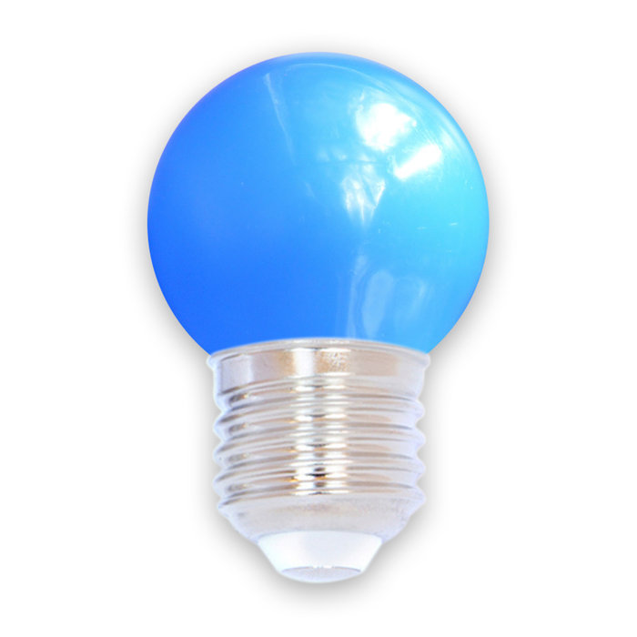 Lampadina LED colorata, 1 watt, blu, Ø45