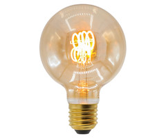 Lampada spirale orizzontale 5W XL, 1800K, vetro ambra Ø95 - dimmerabile