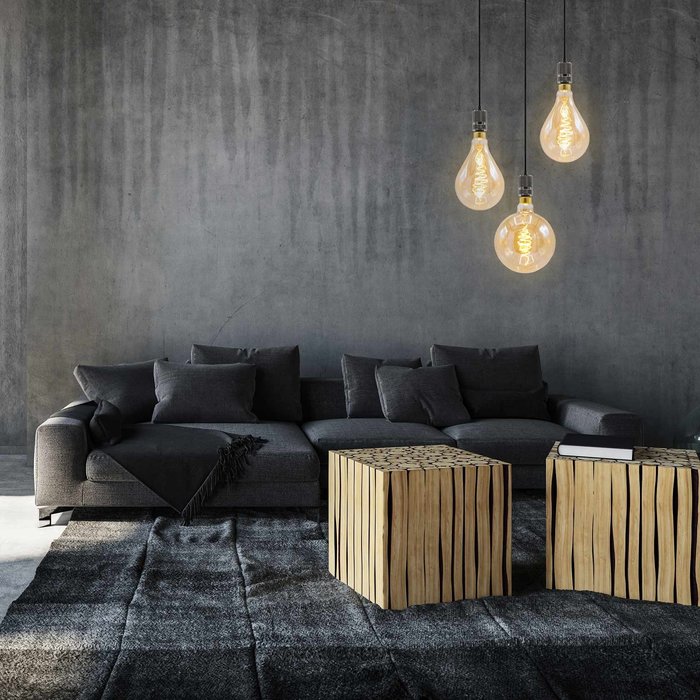 Pendente moderno in corda nera lucida