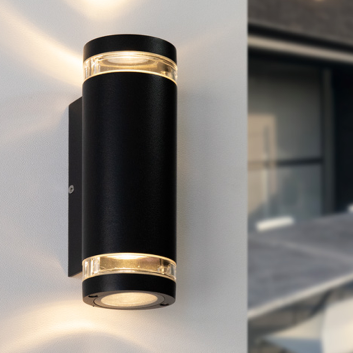 Lampada da parete per esterno showman 2 luci - nera