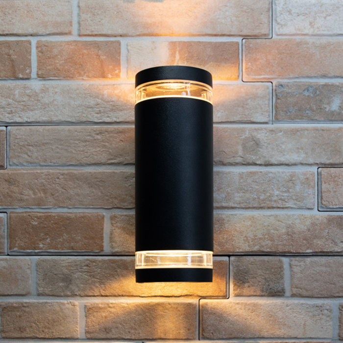 Lampada da parete per esterno showman 2 luci - nera