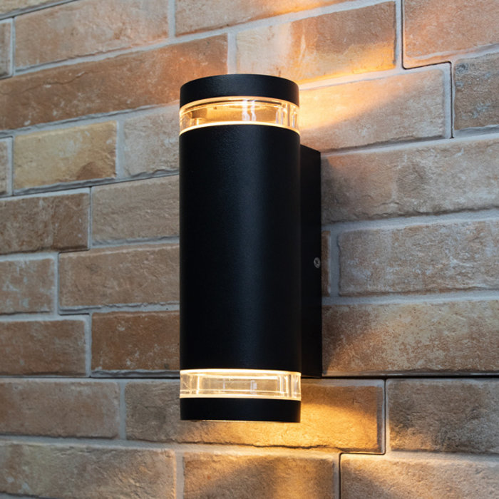Lampada da parete per esterno showman 2 luci - nera
