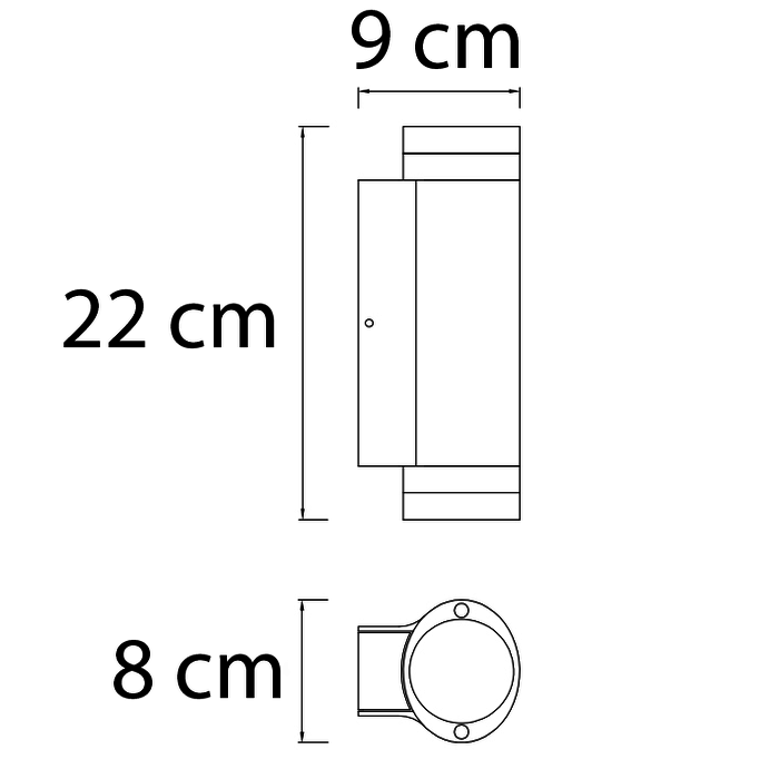 Lampada da parete per esterno showman 2 luci - nera