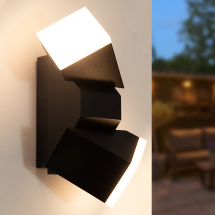 Lampada da parete regolabile Michael a 2 luci - nero