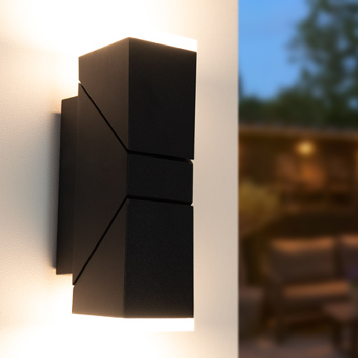 Lampada da parete regolabile Michael a 2 luci - nero