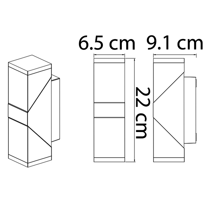 Lampada da parete regolabile Michael a 2 luci - nero