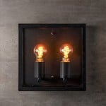 Lampada da parete industriale in acciaio inox Gabriella con vetro - nero