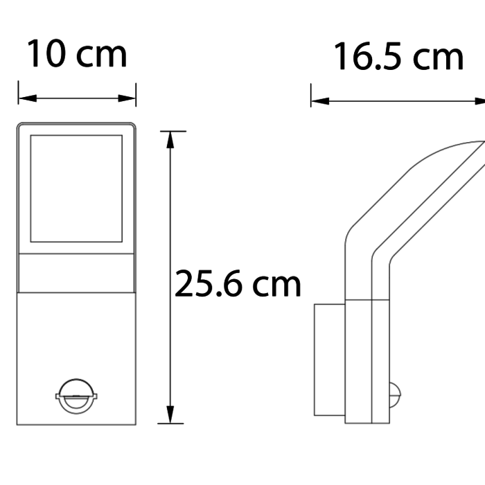 Lampada da parete Franco nera con sensore
