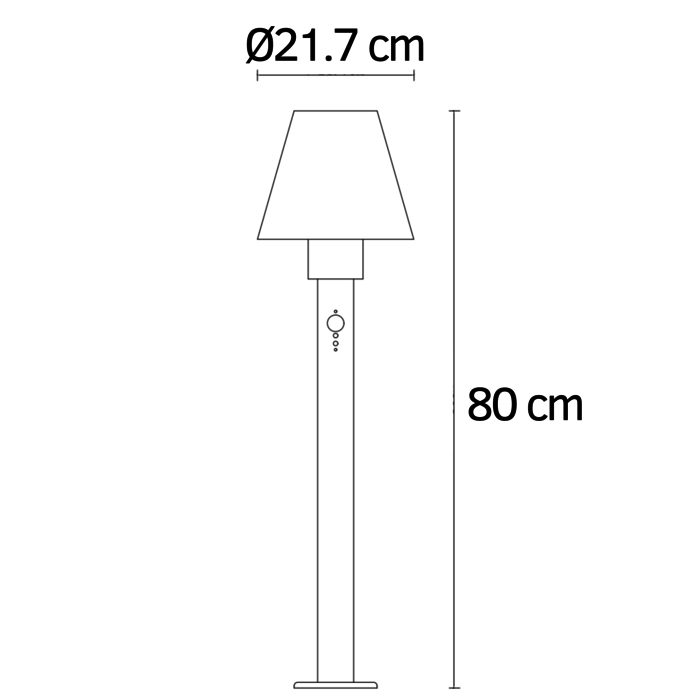Lampada da esterno moderna Bruno nera con sensore, 80 cm