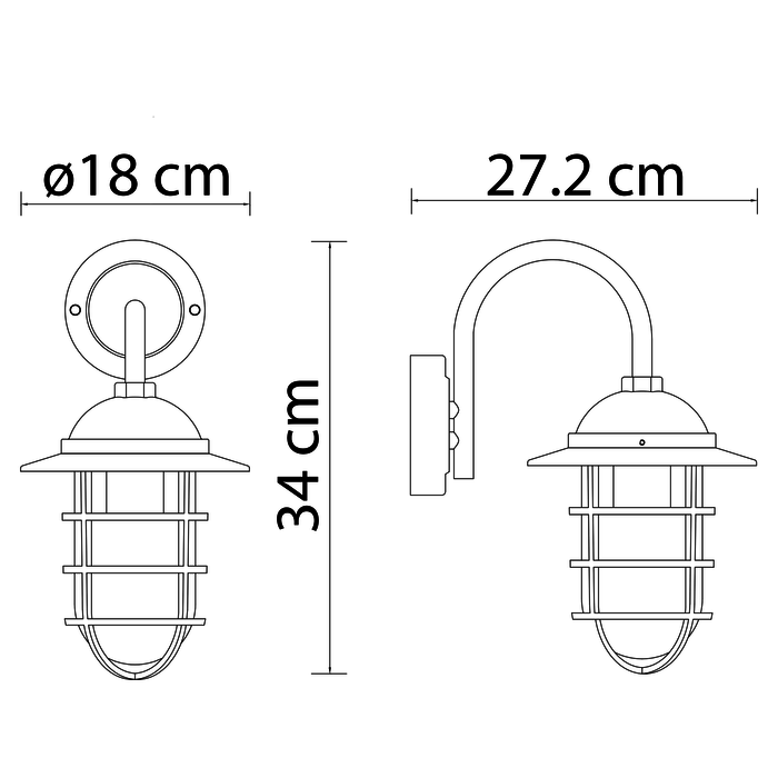Lampada da esterno moderna nera Carla, 50 cm