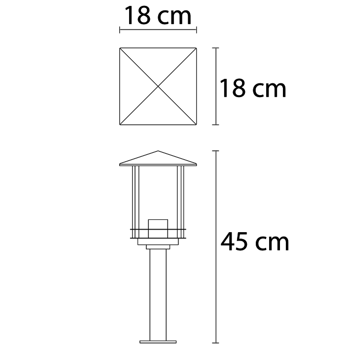 Lampada classica da esterno Rocco in acciaio inossidabile, 45 cm