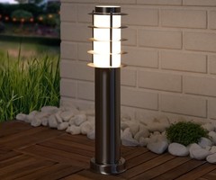 Lampada da terra Silvio in acciaio inox, 50 cm