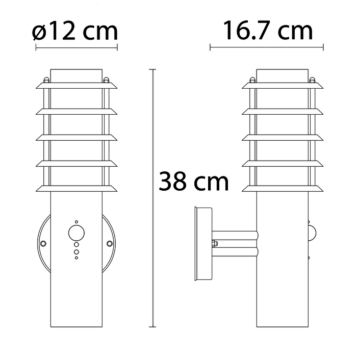 Lampada da parete in acciaio inox con sensore - Salvatore