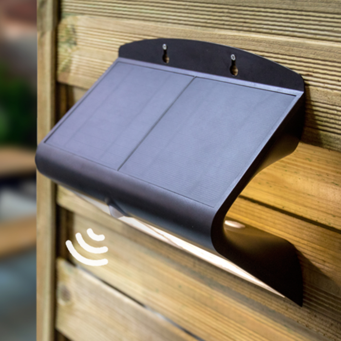 Lampada da parete solare nera con sensore Double Conan, 6.8W