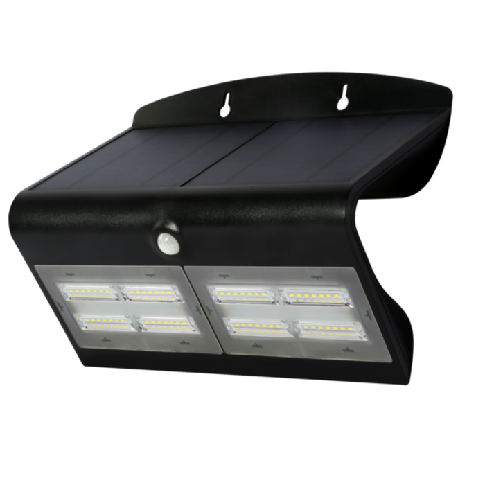 Lampada da parete solare nera con sensore Double Conan, 6.8W