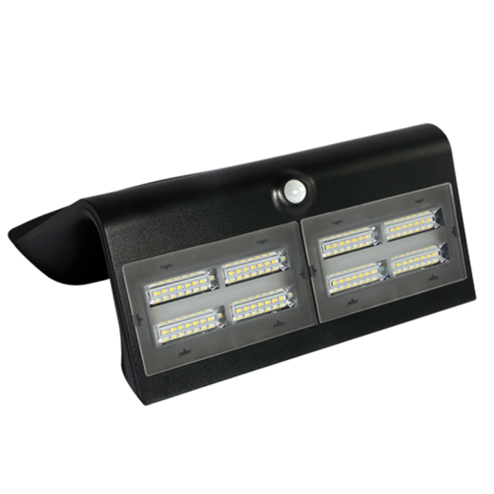 Lampada da parete solare nera con sensore Double Conan, 6.8W