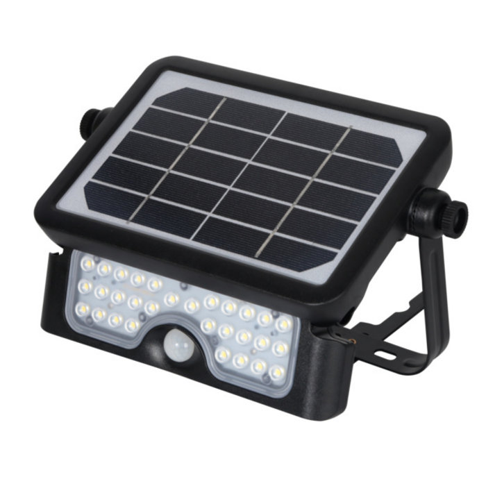 Applique nero solare sensore di movimento da esterno ip44 led 6000k 6w -  737E