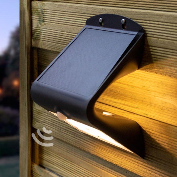 Lampada da parete solare per esterni Single Conan con sensore - nera