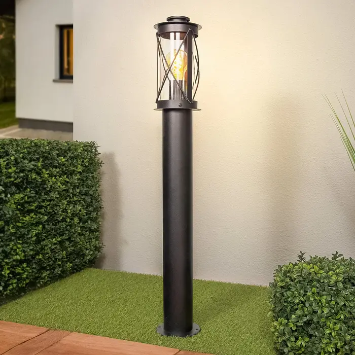 Lampada da terra rurale Lucia nera, 80 cm