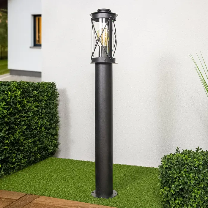 Lampada da terra rurale Lucia nera, 80 cm