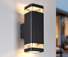 Lampada da parete da esterno Mario nera, bifacciale