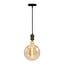 Lampada a sospensione con cavo industriale nera lucida incl. lampadina XXXL da 8,5W a 10W, vetro ambrato, 2000K, Ø200 mm