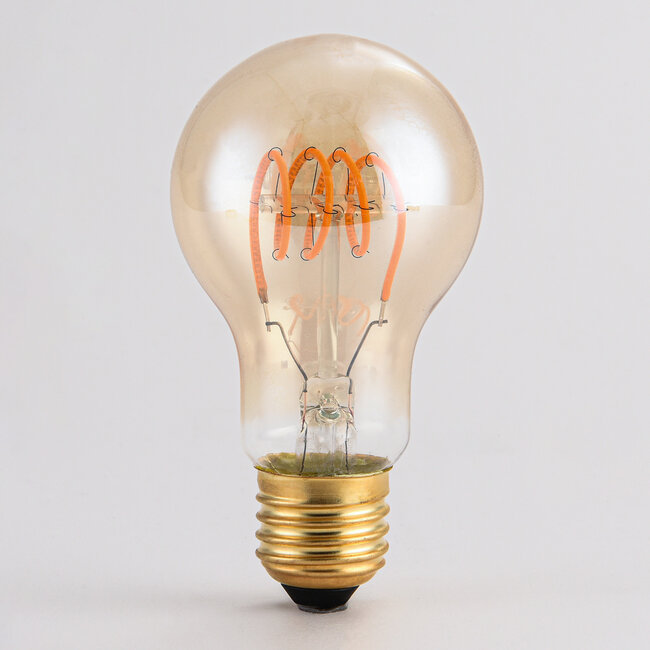 Lampada a spirale orizzontale da 5W, 1800K, vetro ambrato Ø60 mm, dimmerabile