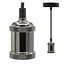 Moderna lampada a sospensione con cavo nera lucida incl. lampadina XXL da 8,5W a 10W, vetro ambrato, 2000K, Ø160 mm