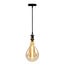 Moderna lampada a sospensione con cavo nera lucida incl. lampadina XXL da 8,5W a 10W, vetro ambrato, 2000K, Ø160 mm