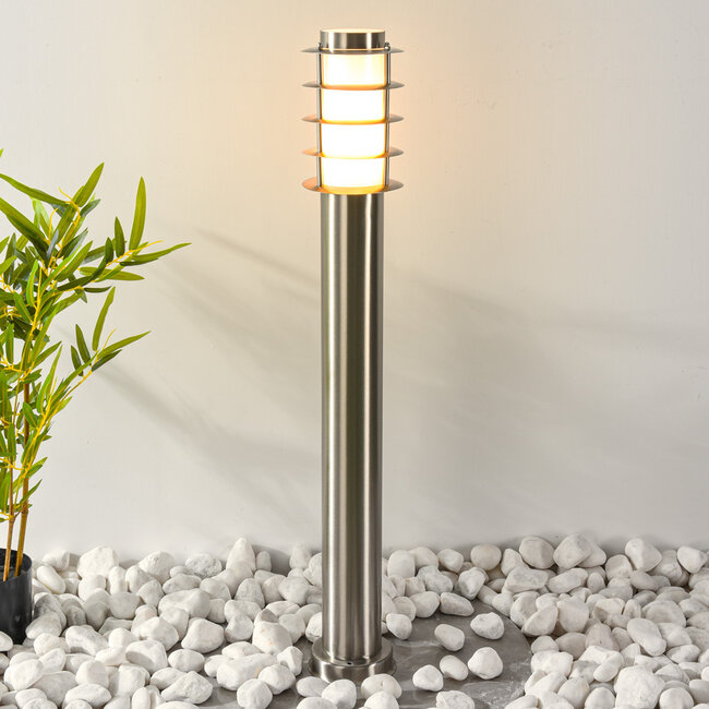 Lampada da terra per esterni in acciaio inox Silvio - 80 cm