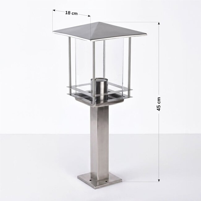 Lampada da terra per esterni in acciaio inox Rocco - 45 cm